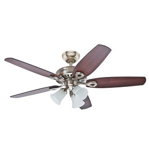 Ventilador de Teto Hunter Fan Builder Plus Niquel 5 Pás com Luminária 127v OUTLET